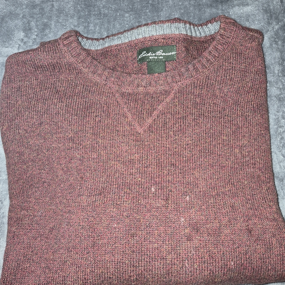 Eddie Bauer Marled Burgundy Crewneck Sweater
